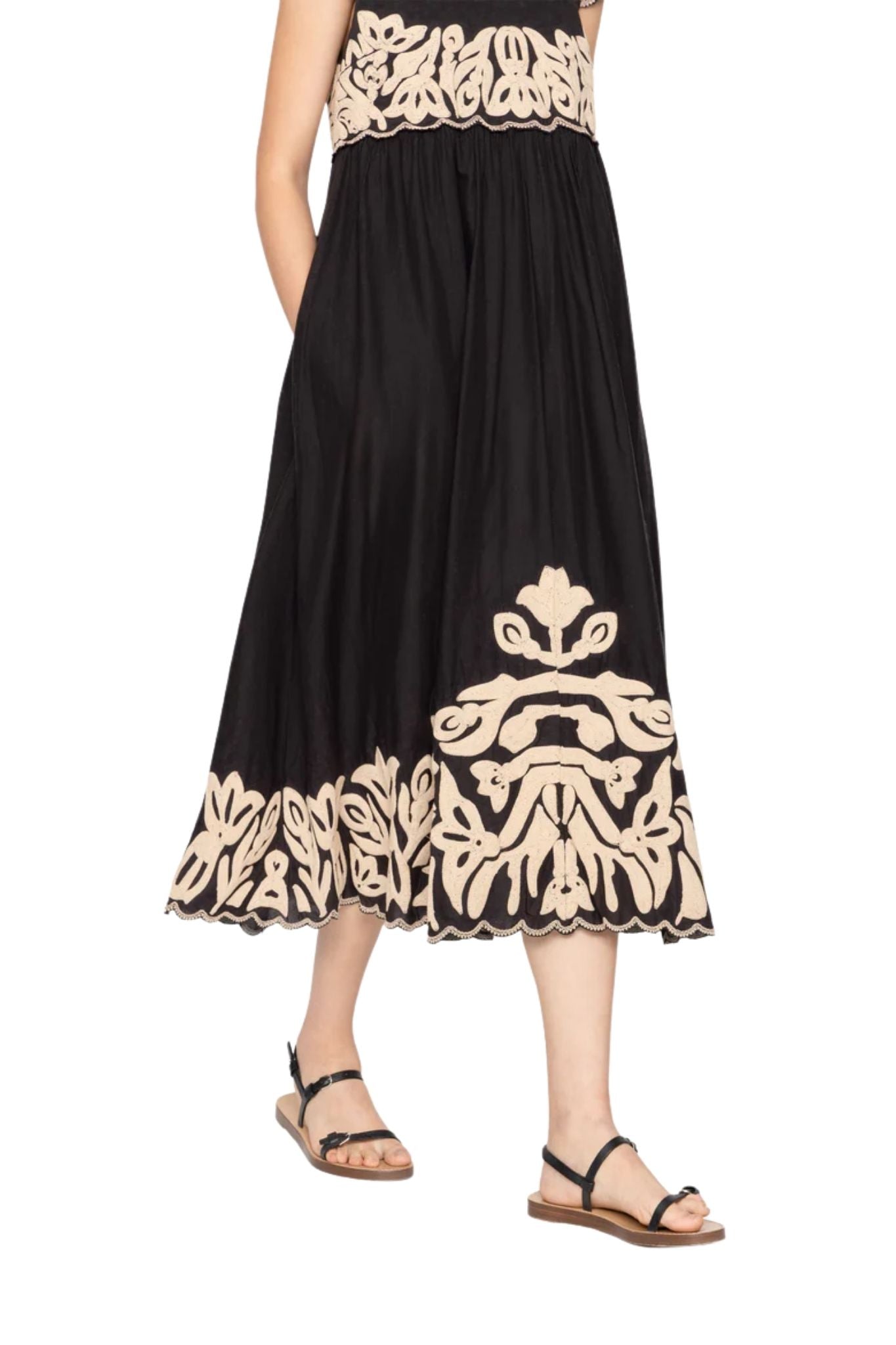 Sea Alexandra Embroidery Cap Slv Midi Dress - Vermillion