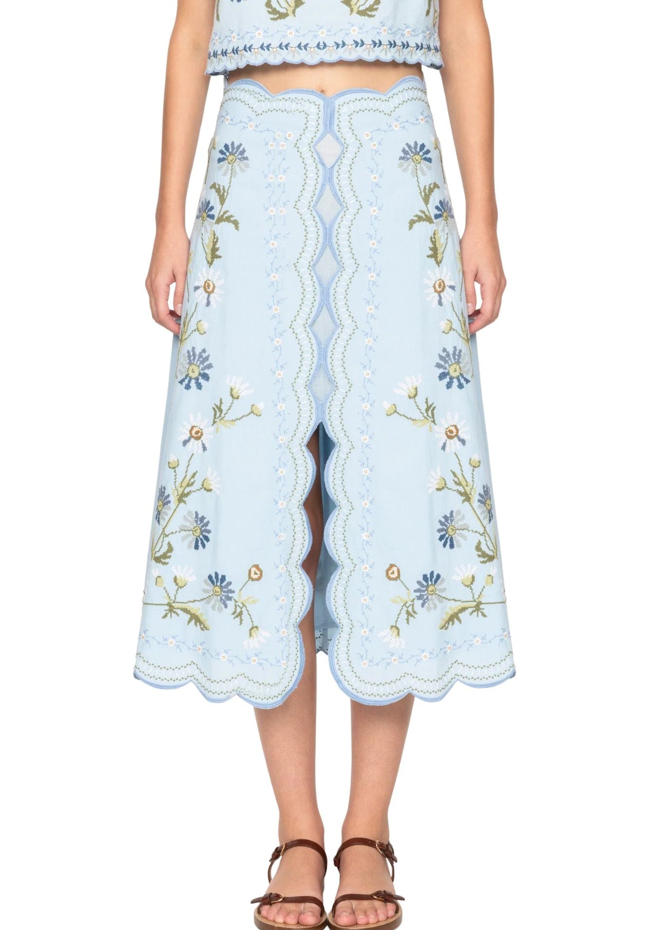 Sea Audra Embroidery Skirt - Vermillion