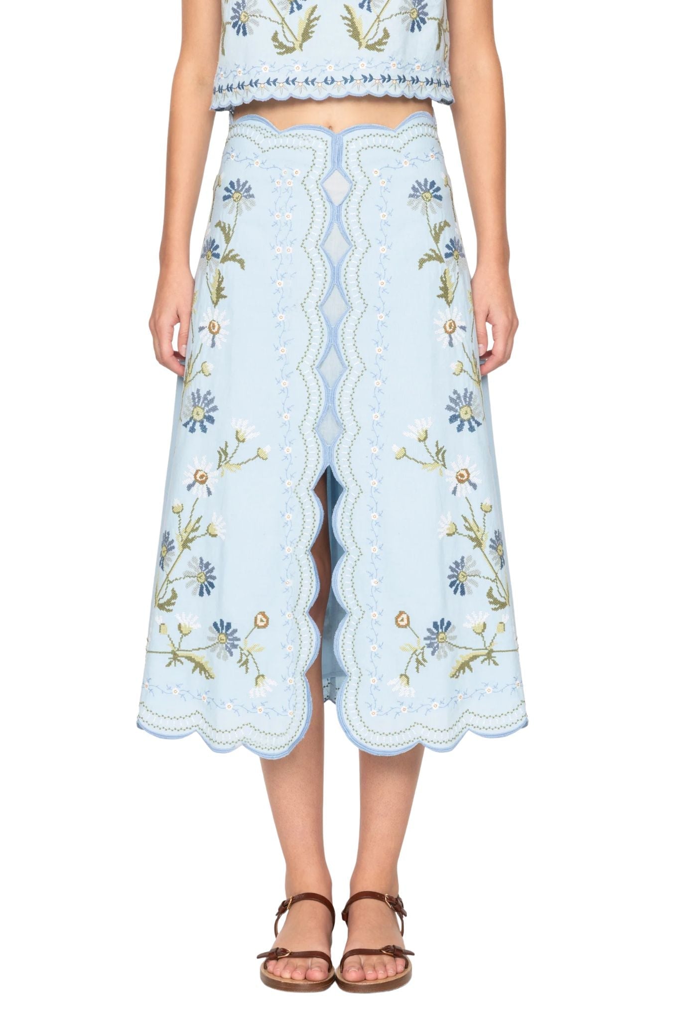 Sea Audra Embroidery Skirt - Vermillion
