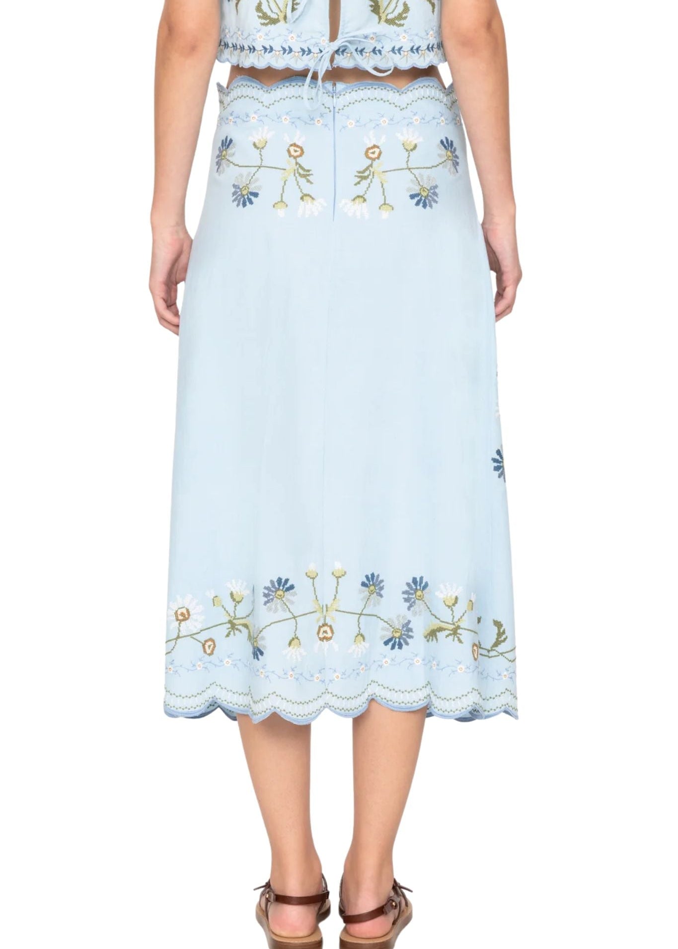 Sea Audra Embroidery Skirt - Vermillion