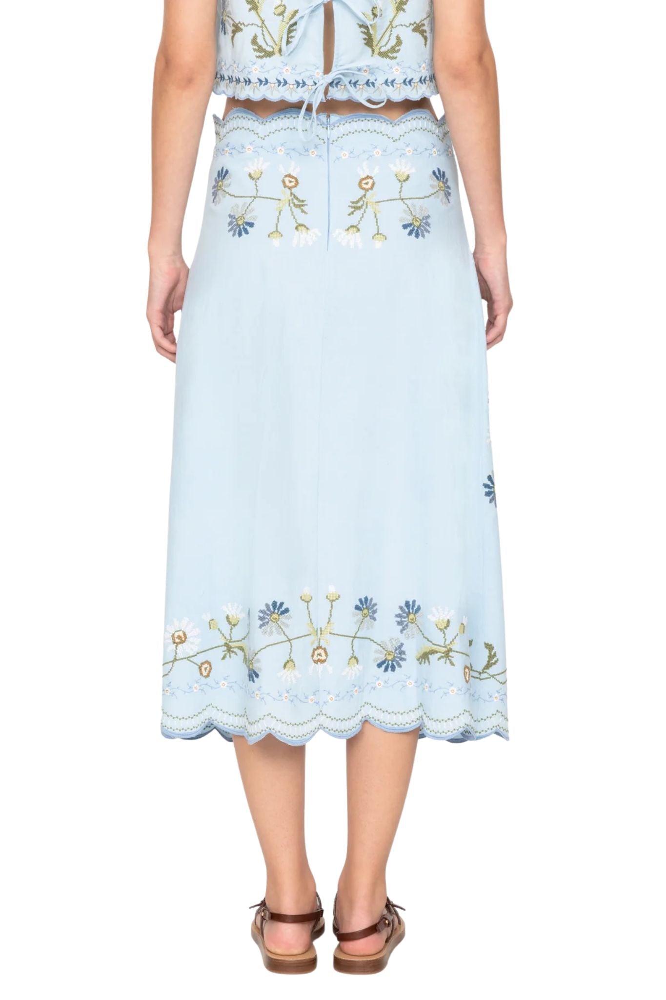 Sea Audra Embroidery Skirt - Vermillion
