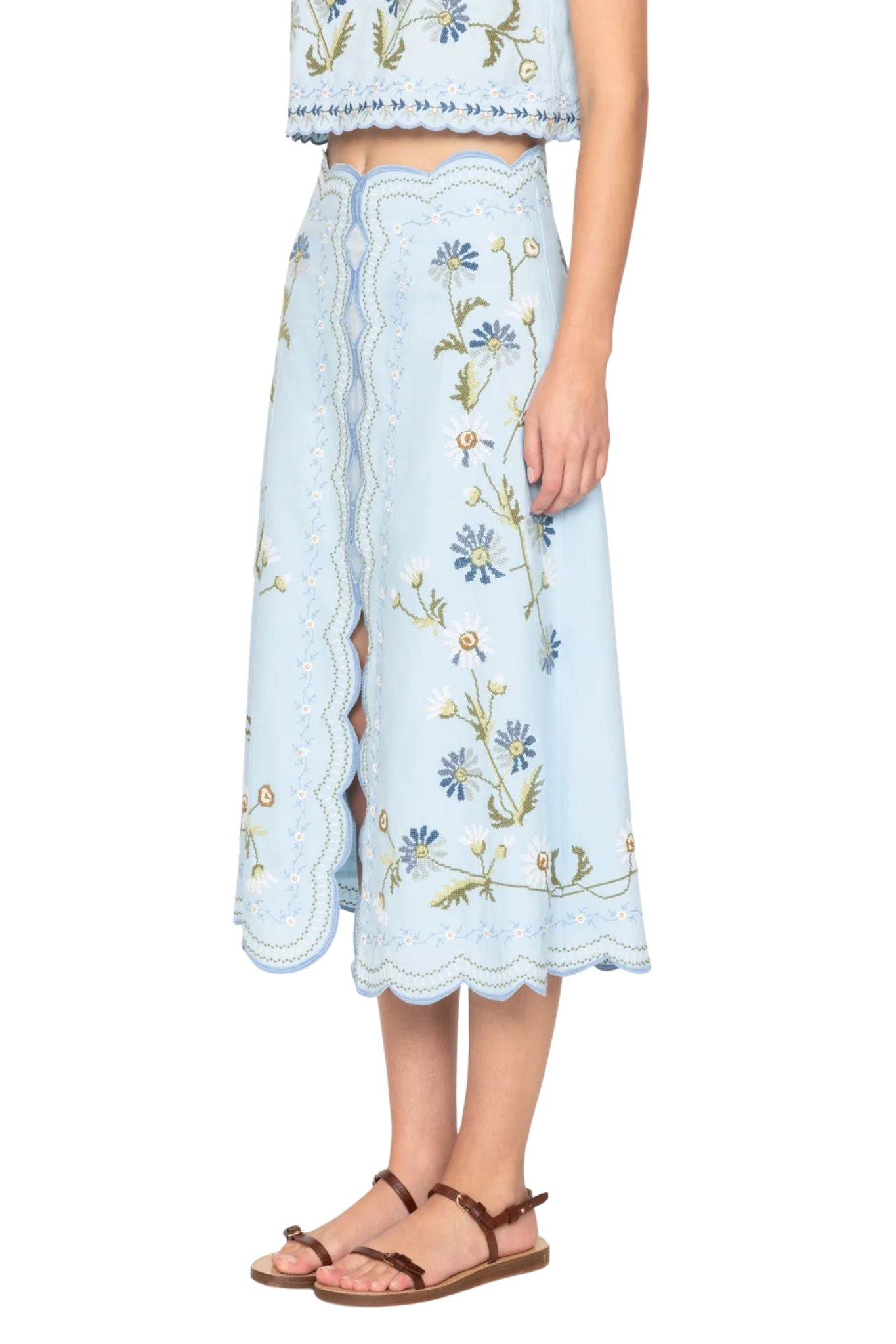 Sea Audra Embroidery Skirt - Vermillion