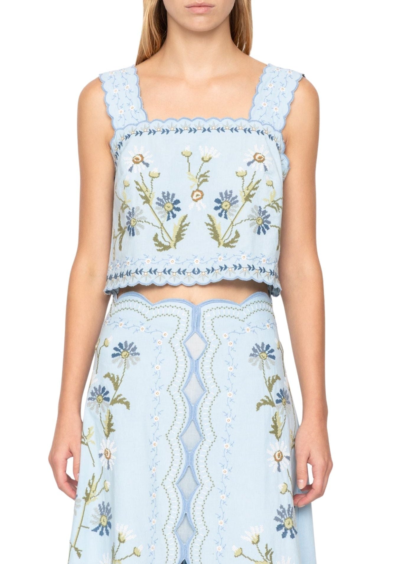 Sea Audra Embroidery Tank Top - Vermillion