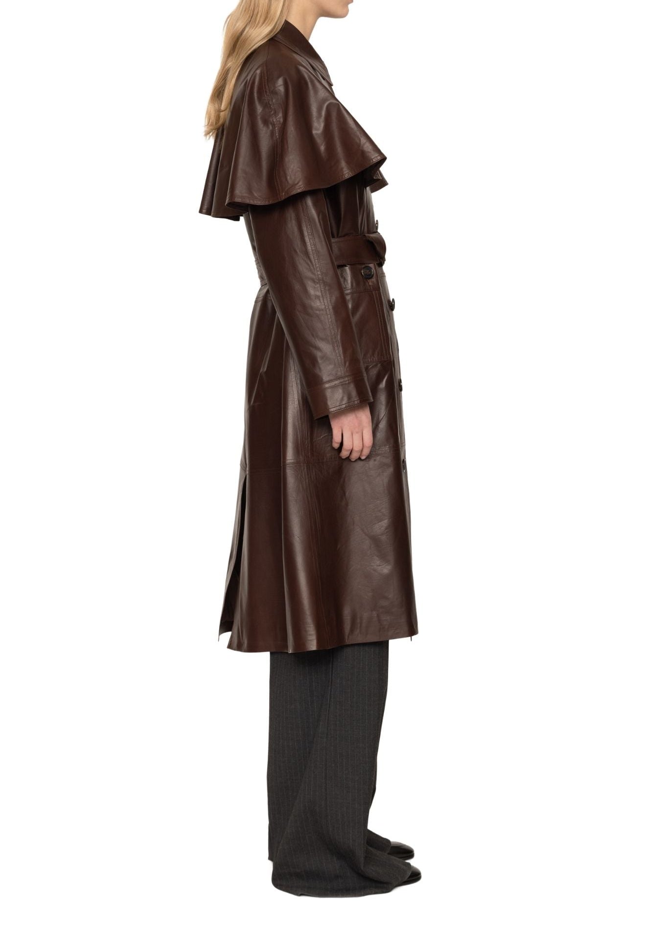 Sea Caitlin Leather Trench Coat - Vermillion