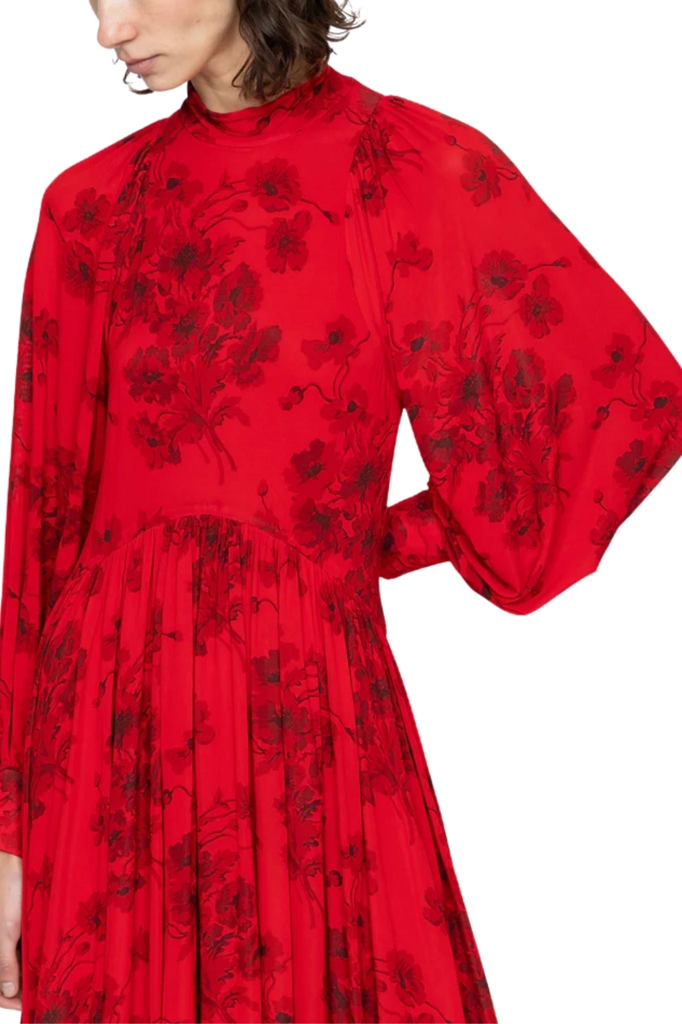 Sea Cornelia Print L/Slv Midi Dress - Vermillion