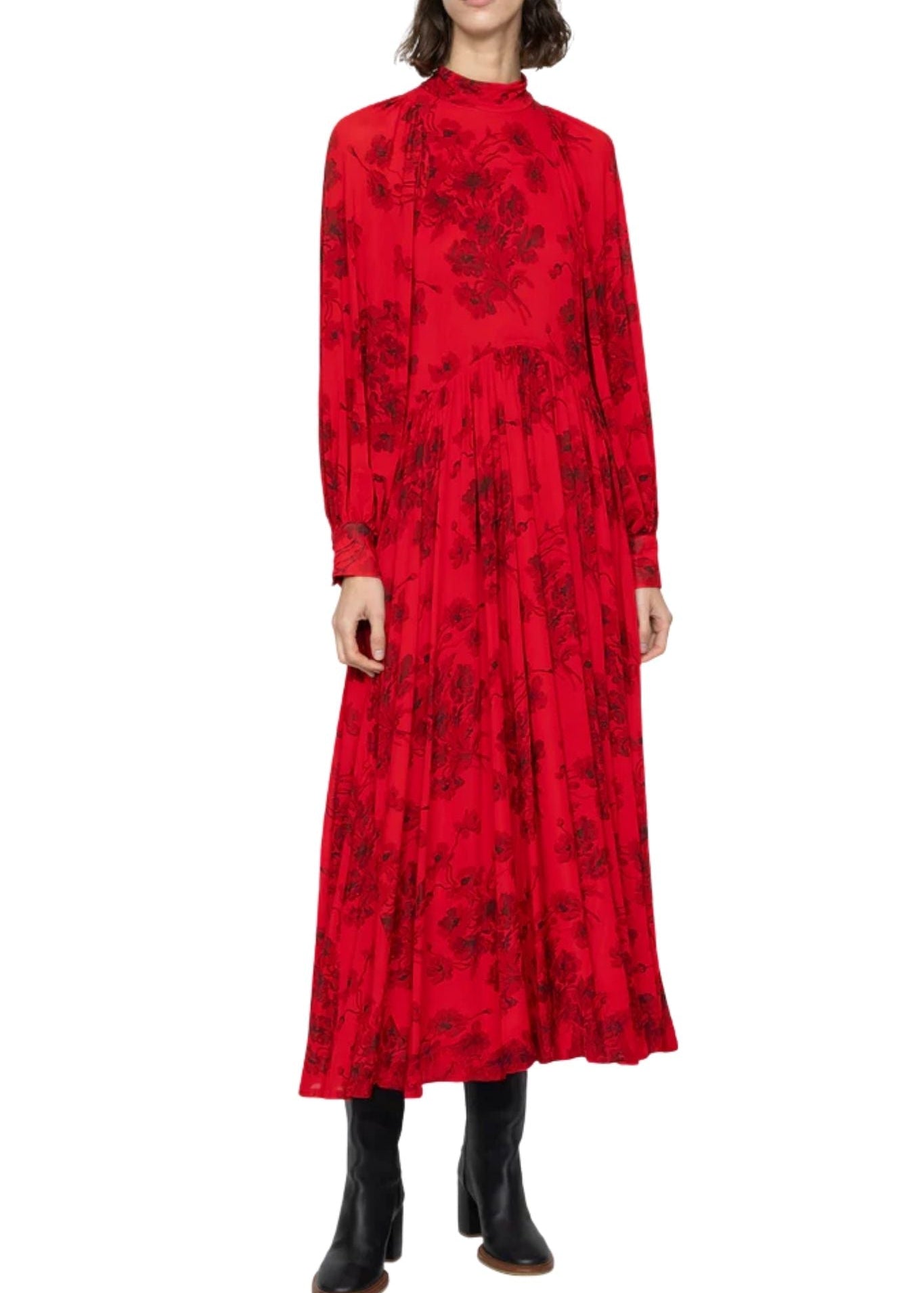 Sea Cornelia Print L/Slv Midi Dress - Vermillion