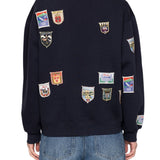 Sea Davis Patchwork Crew Neck Sweatshirt - Vermillion