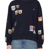 Sea Davis Patchwork Crew Neck Sweatshirt - Vermillion