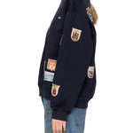 Sea Davis Patchwork Crew Neck Sweatshirt - Vermillion