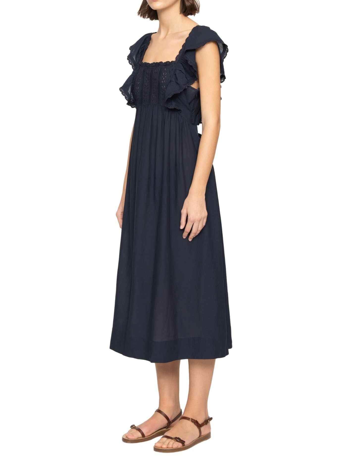 Sea Eliza Solid Sleeveless Midi Dress - Vermillion