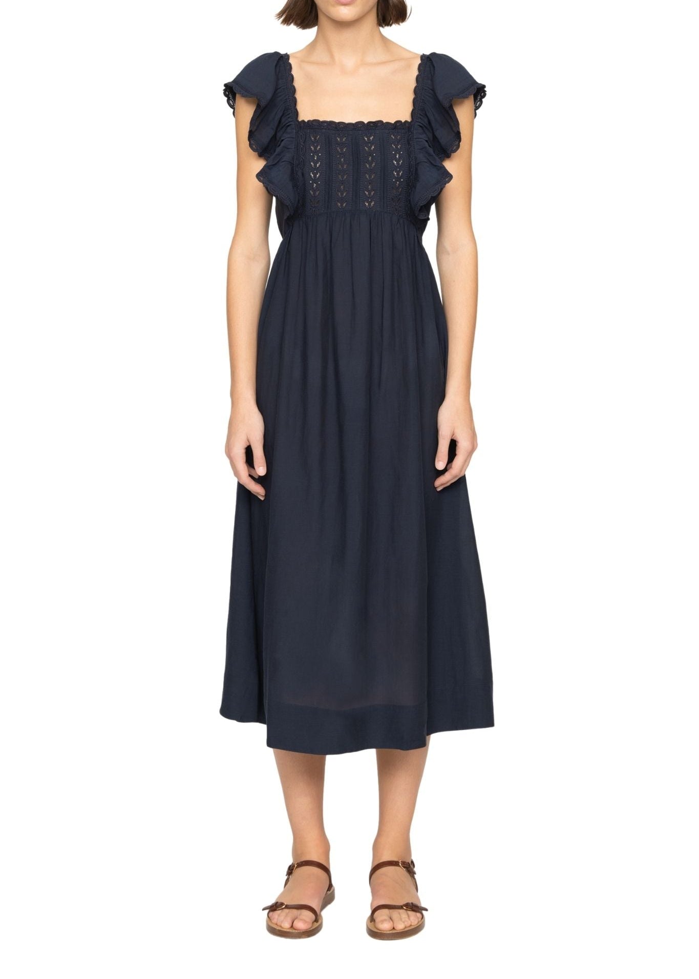 Sea Eliza Solid Sleeveless Midi Dress - Vermillion