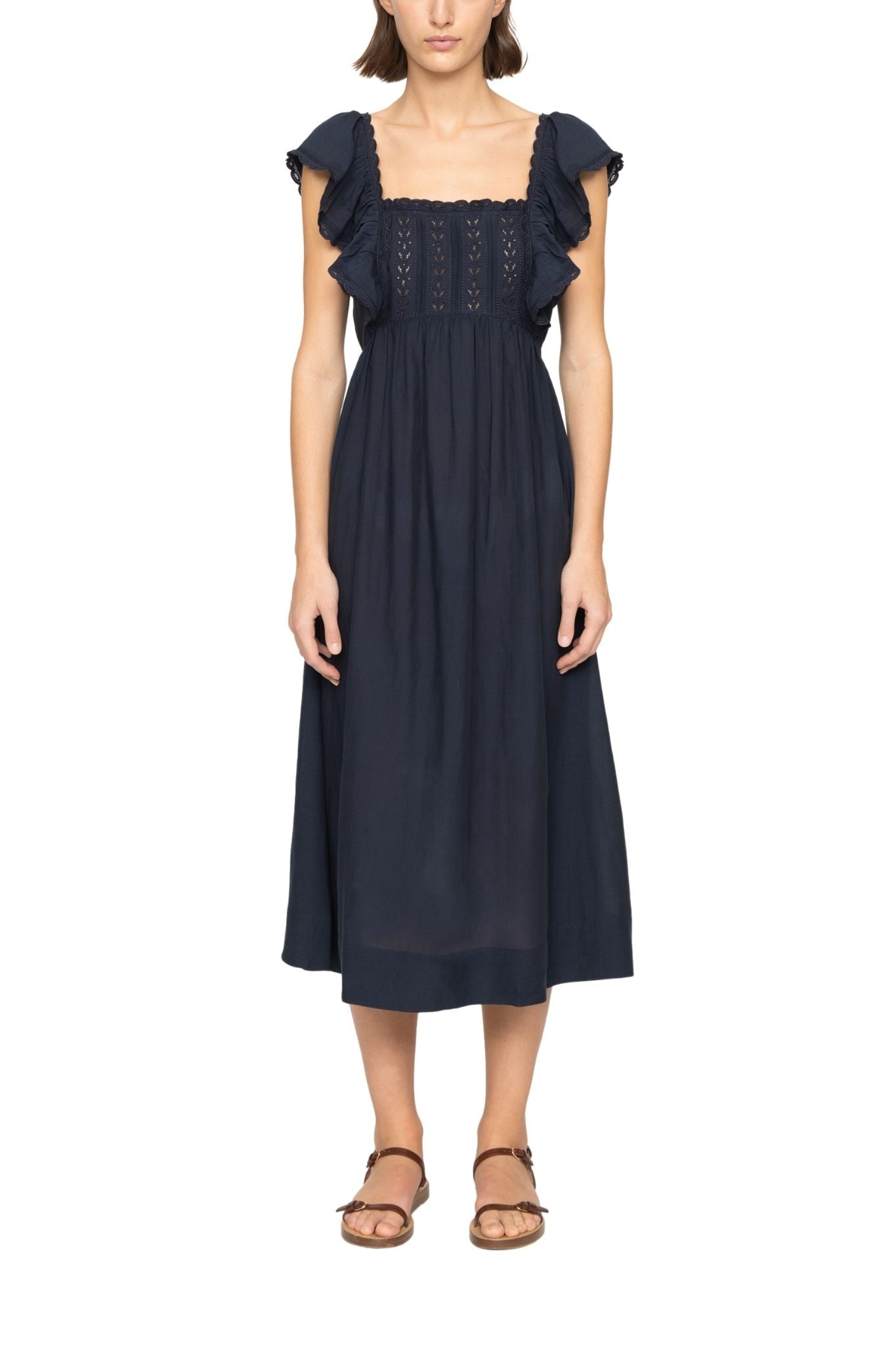 Sea Eliza Solid Sleeveless Midi Dress - Vermillion