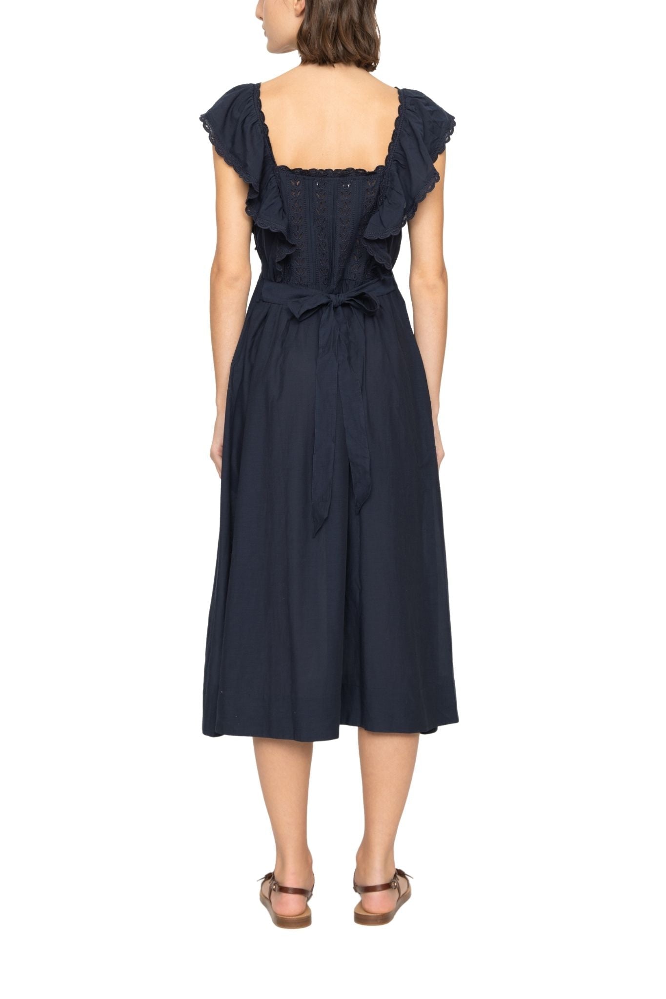 Sea Eliza Solid Sleeveless Midi Dress - Vermillion