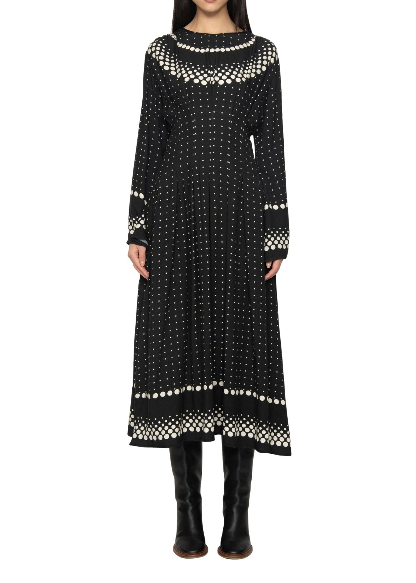 Sea Elly Polka Print Bell Sleeve Dress - Vermillion