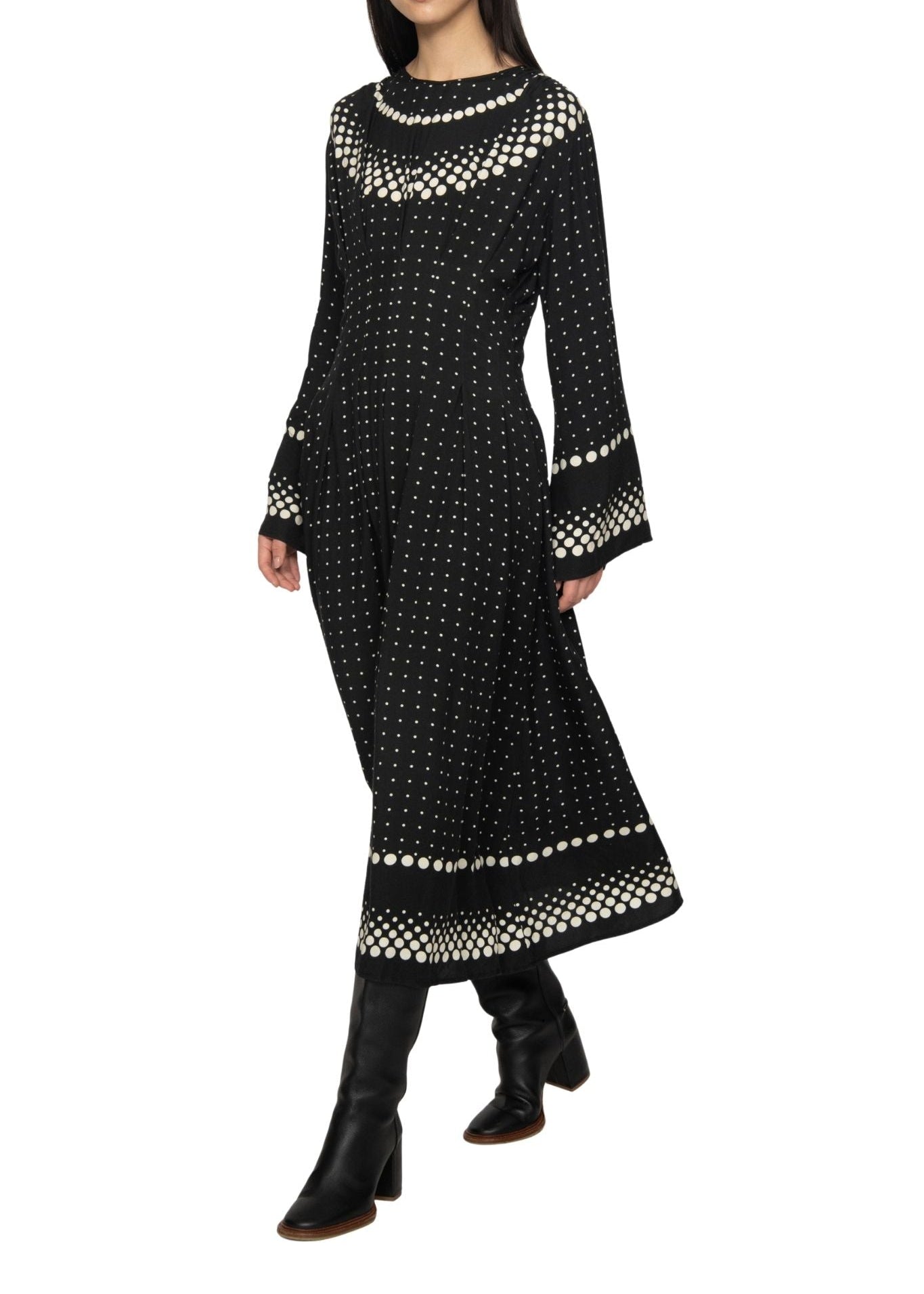 Sea Elly Polka Print Bell Sleeve Dress - Vermillion