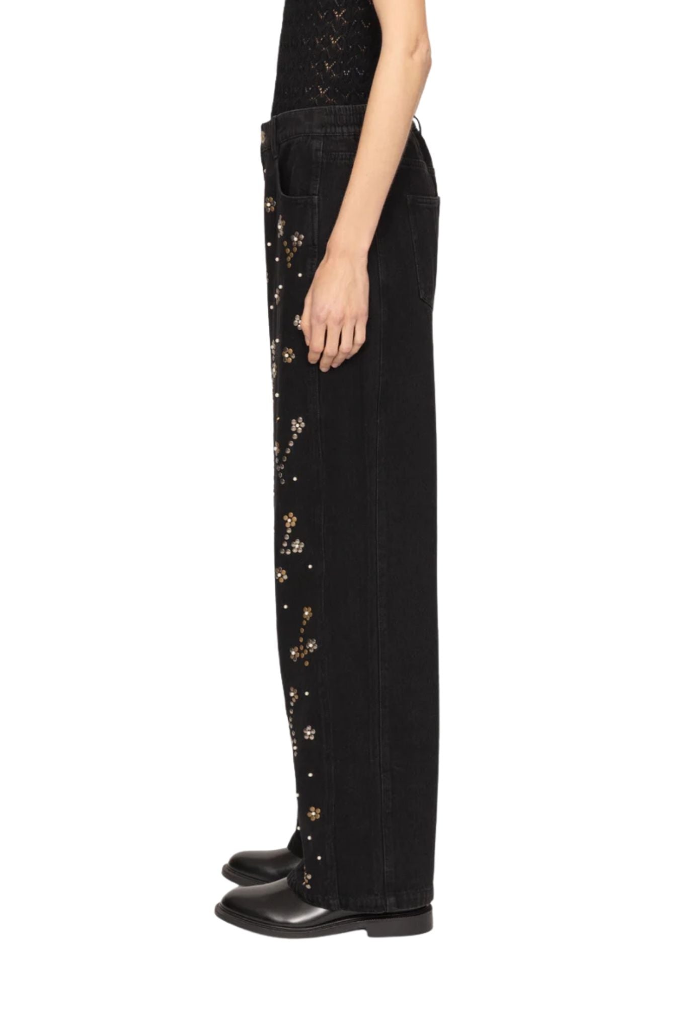 Sea Etta Denim Studded Jeans - Vermillion