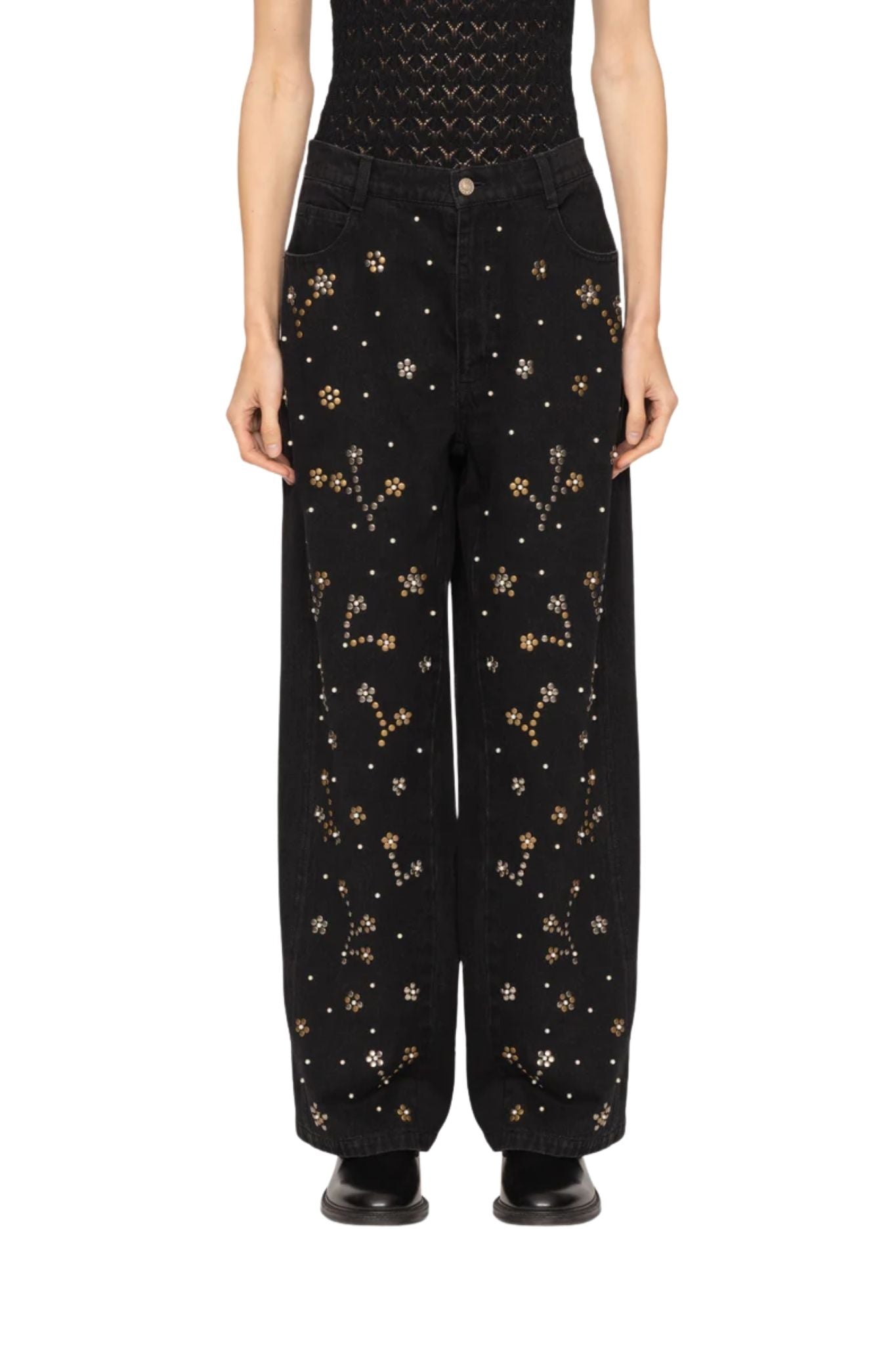 Sea Etta Denim Studded Jeans - Vermillion