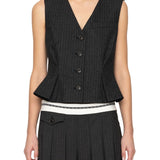 Sea Johanna Pinstripe Vest - Vermillion
