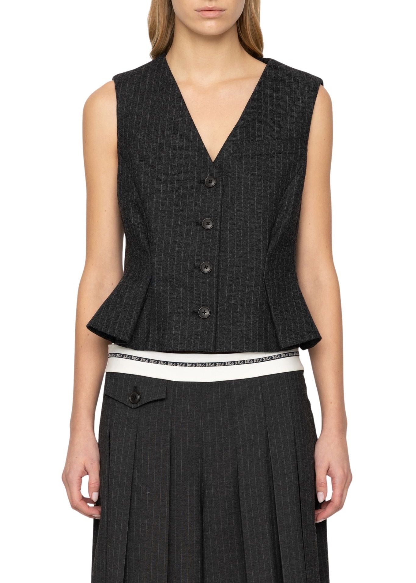Sea Johanna Pinstripe Vest - Vermillion