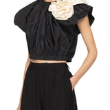 Sea Laurie Solid Flutter Slv Top - Vermillion