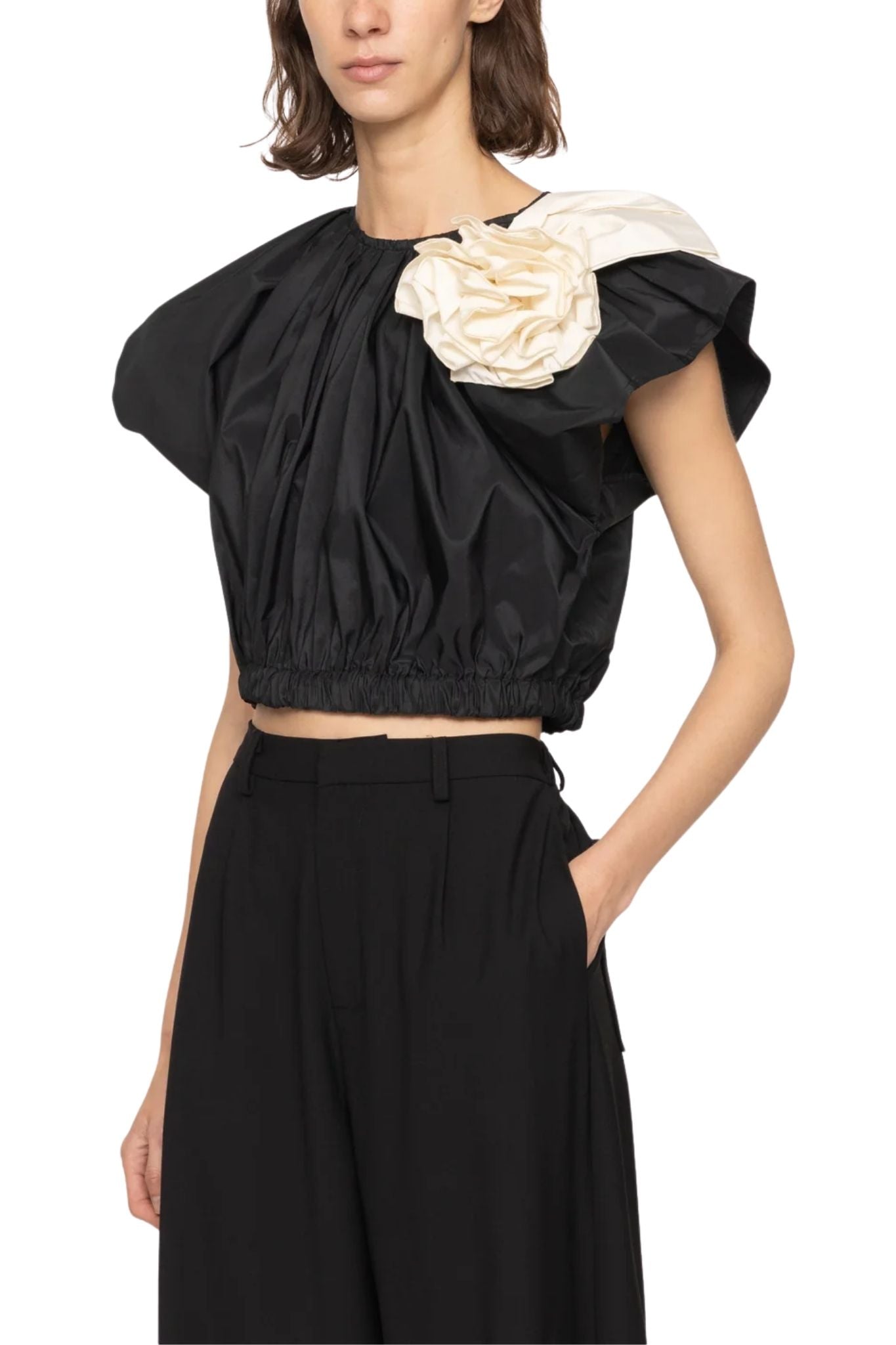 Sea Laurie Solid Flutter Slv Top - Vermillion