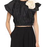 Sea Laurie Solid Flutter Slv Top - Vermillion