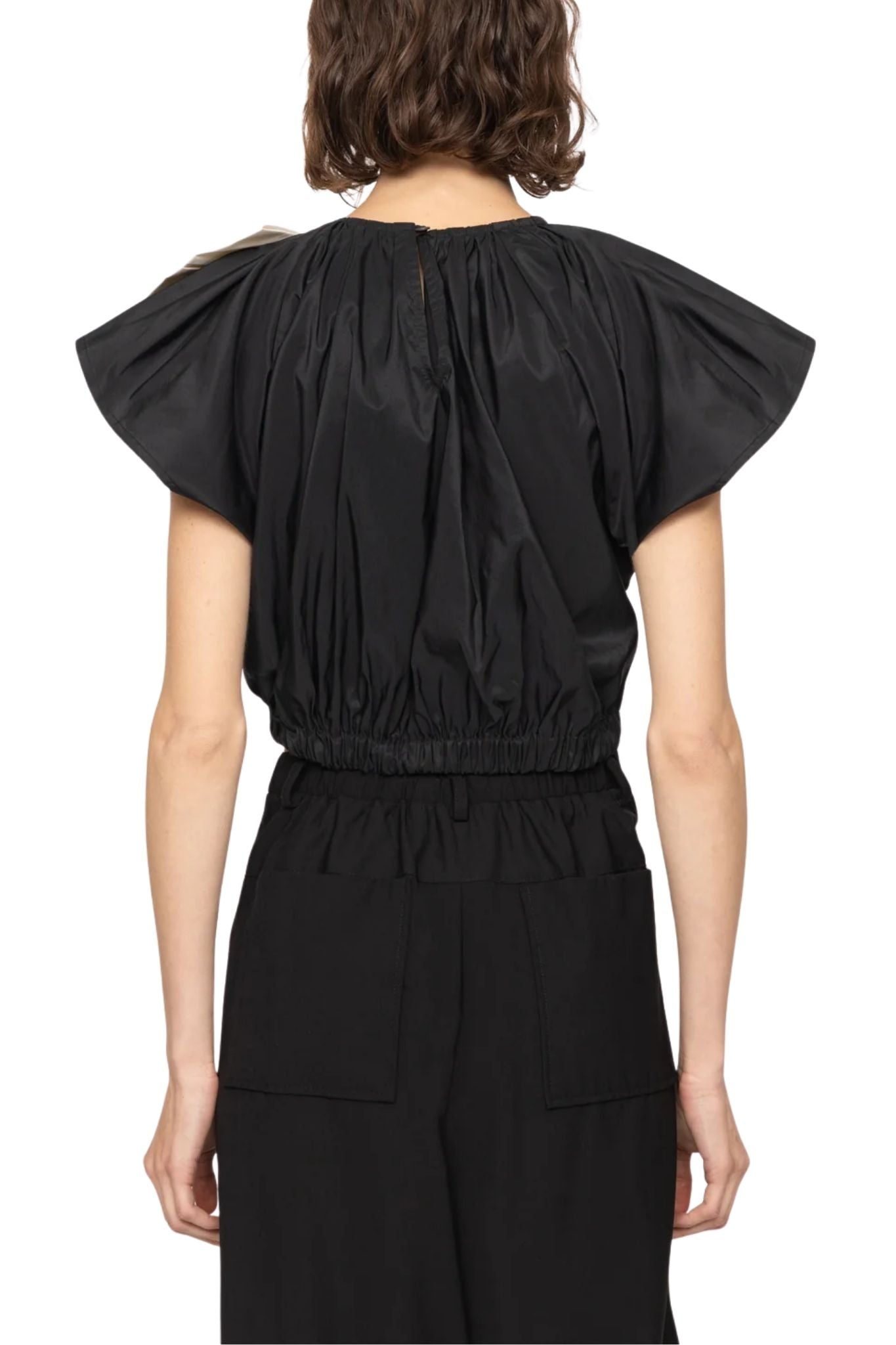 Sea Laurie Solid Flutter Slv Top - Vermillion