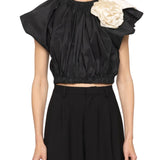 Sea Laurie Solid Flutter Slv Top - Vermillion