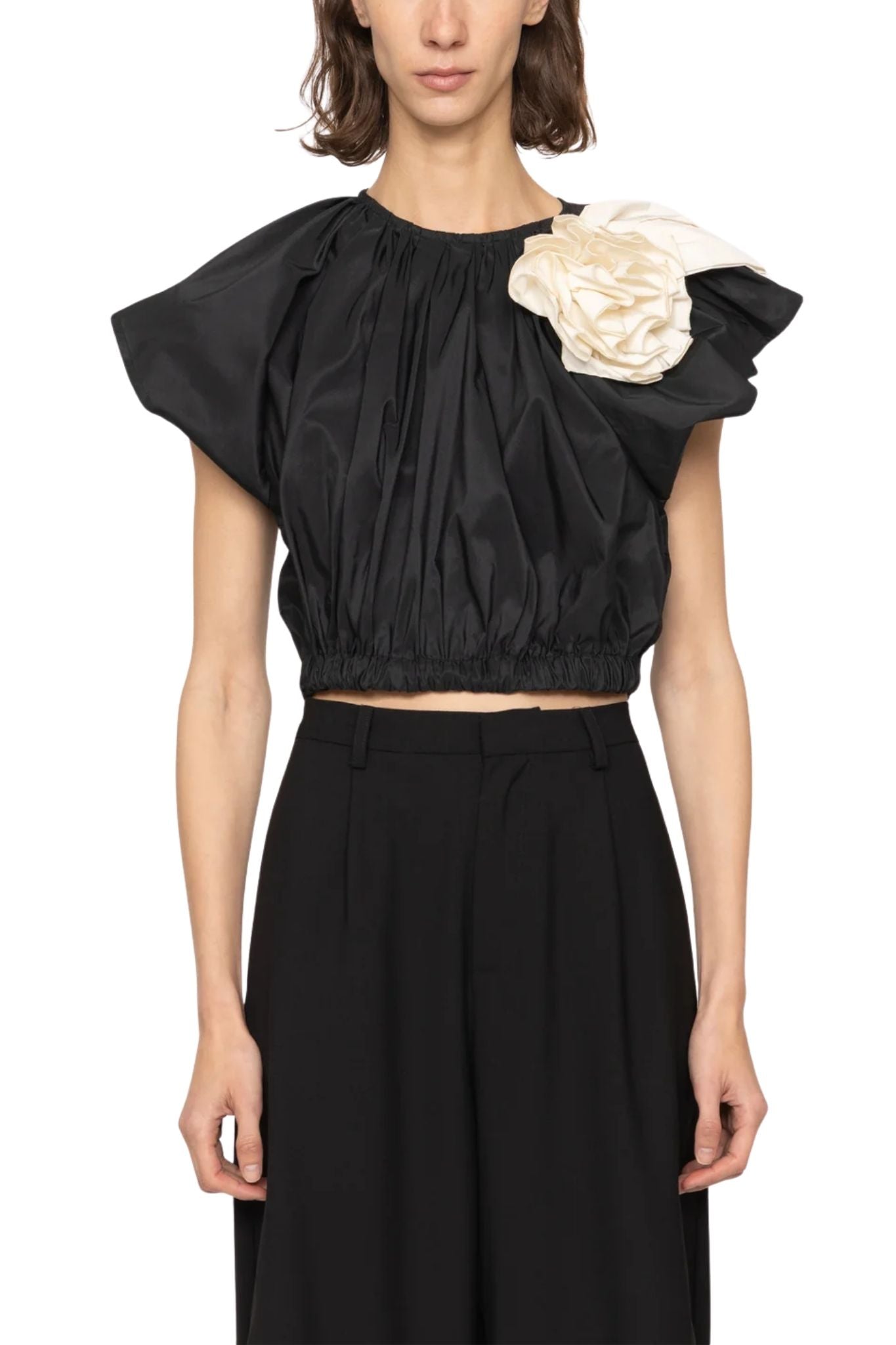Sea Laurie Solid Flutter Slv Top - Vermillion