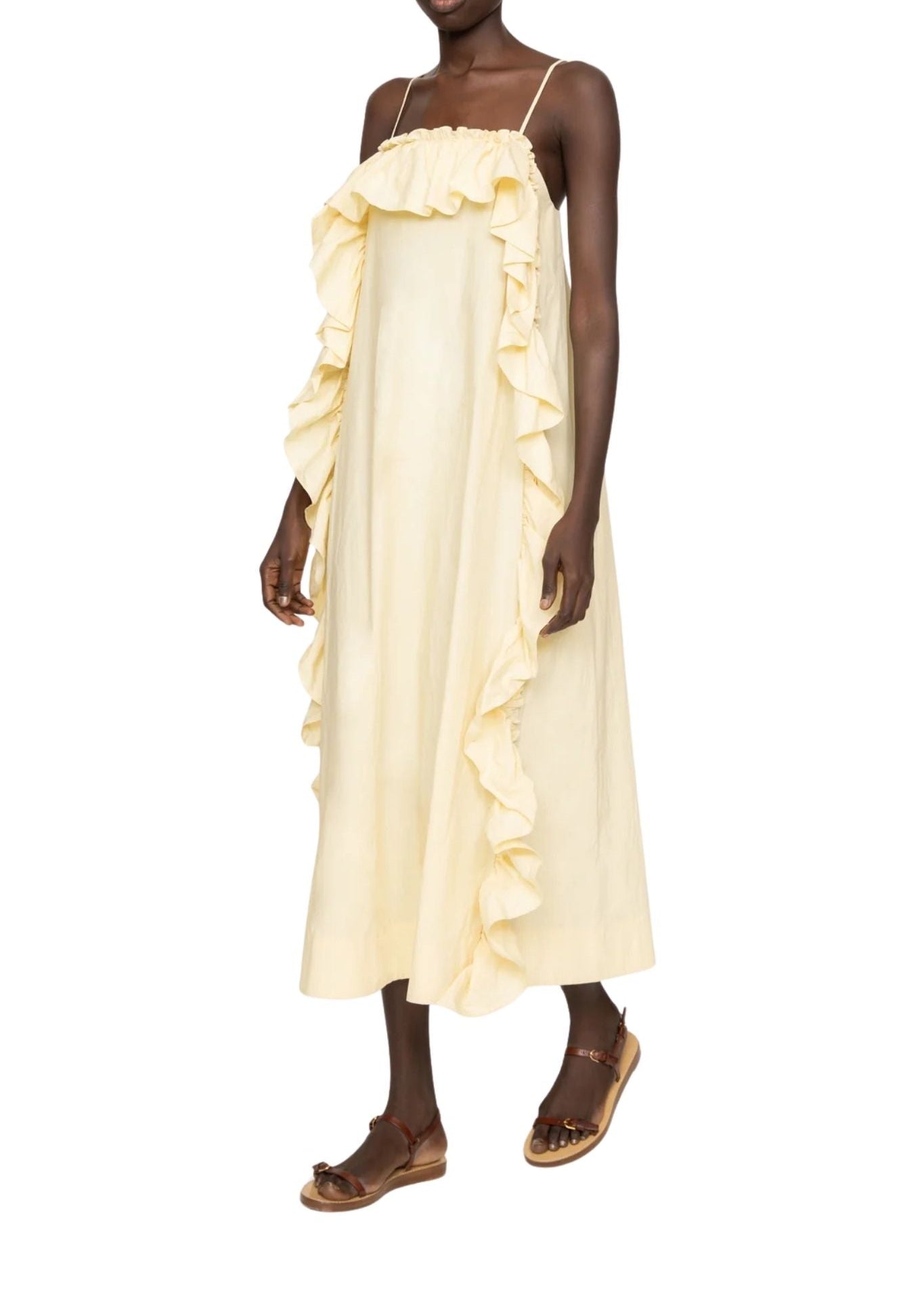 Sea Lisette Solid Ruffle Maxi Sundress - Vermillion