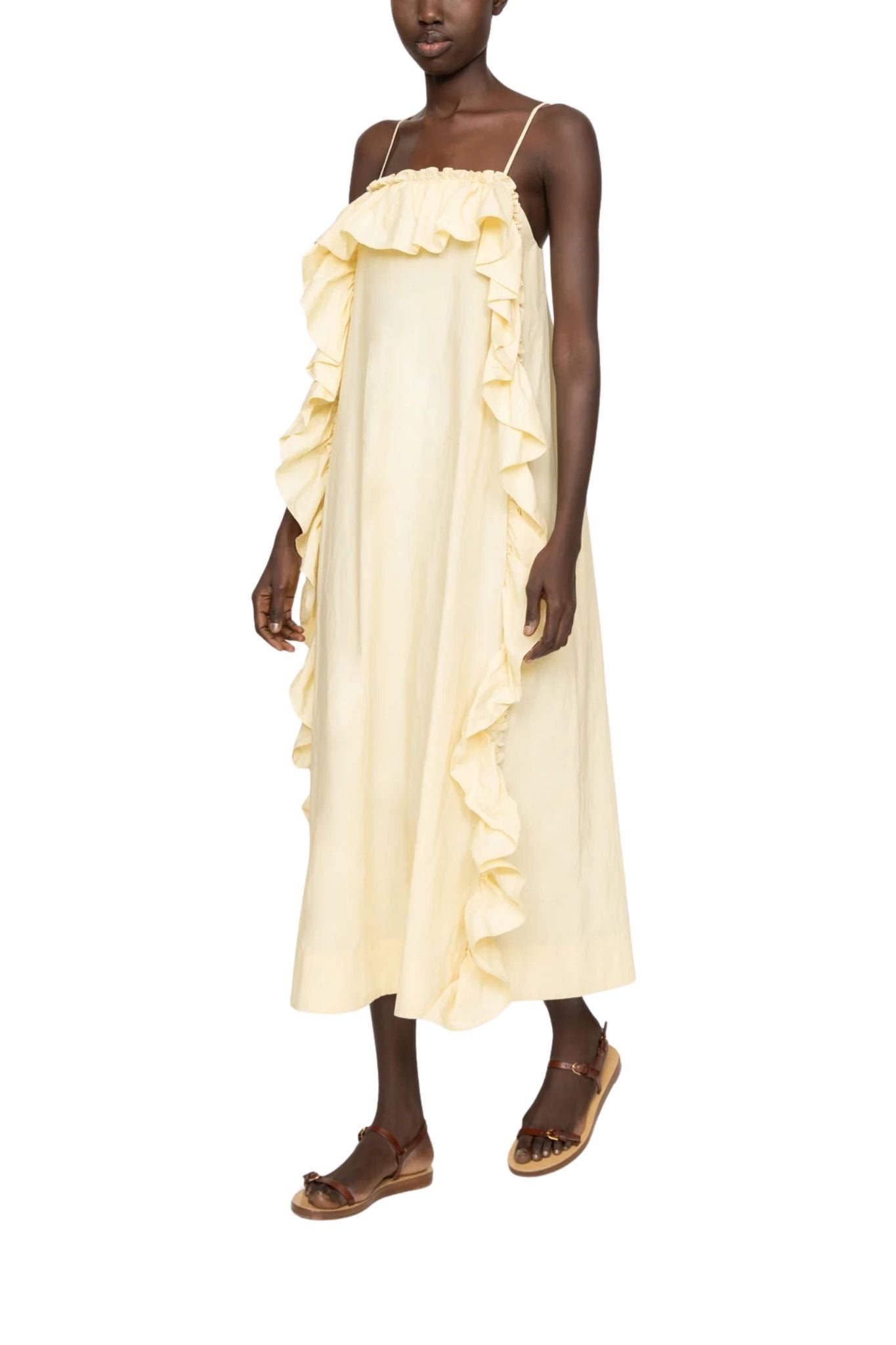 Sea Lisette Solid Ruffle Maxi Sundress - Vermillion