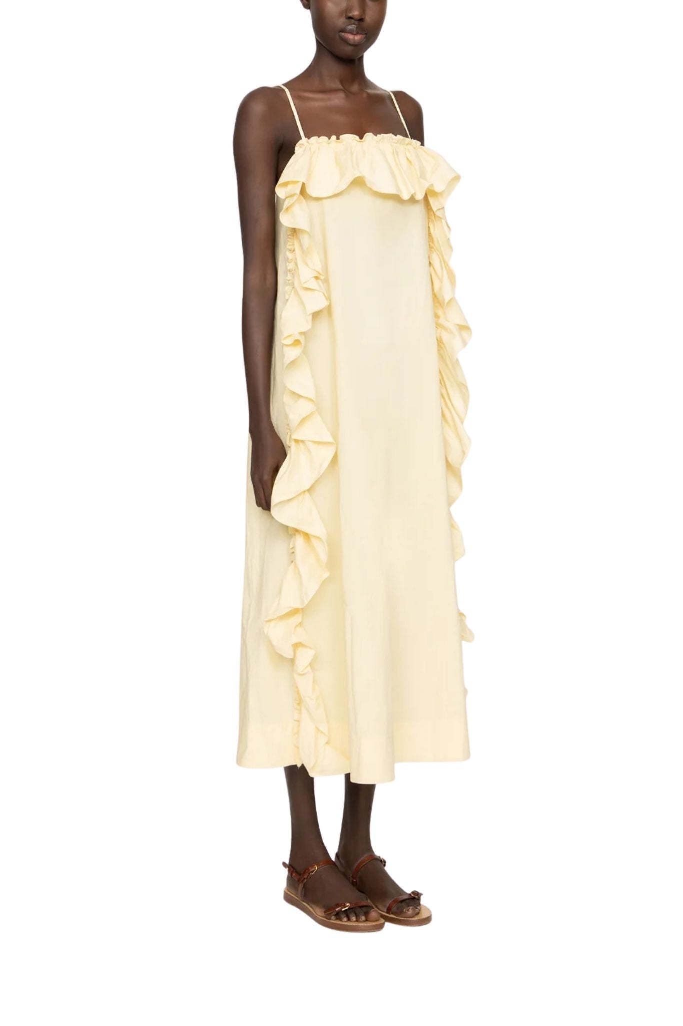 Sea Lisette Solid Ruffle Maxi Sundress - Vermillion
