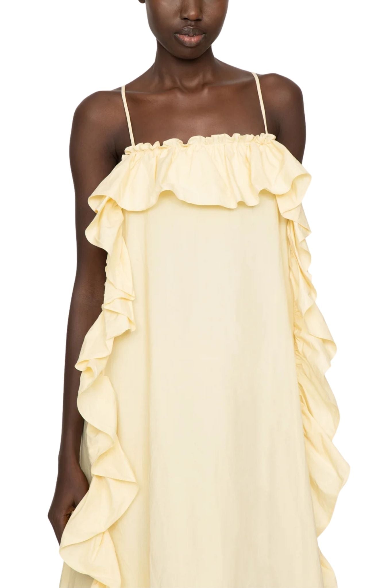Sea Lisette Solid Ruffle Maxi Sundress - Vermillion