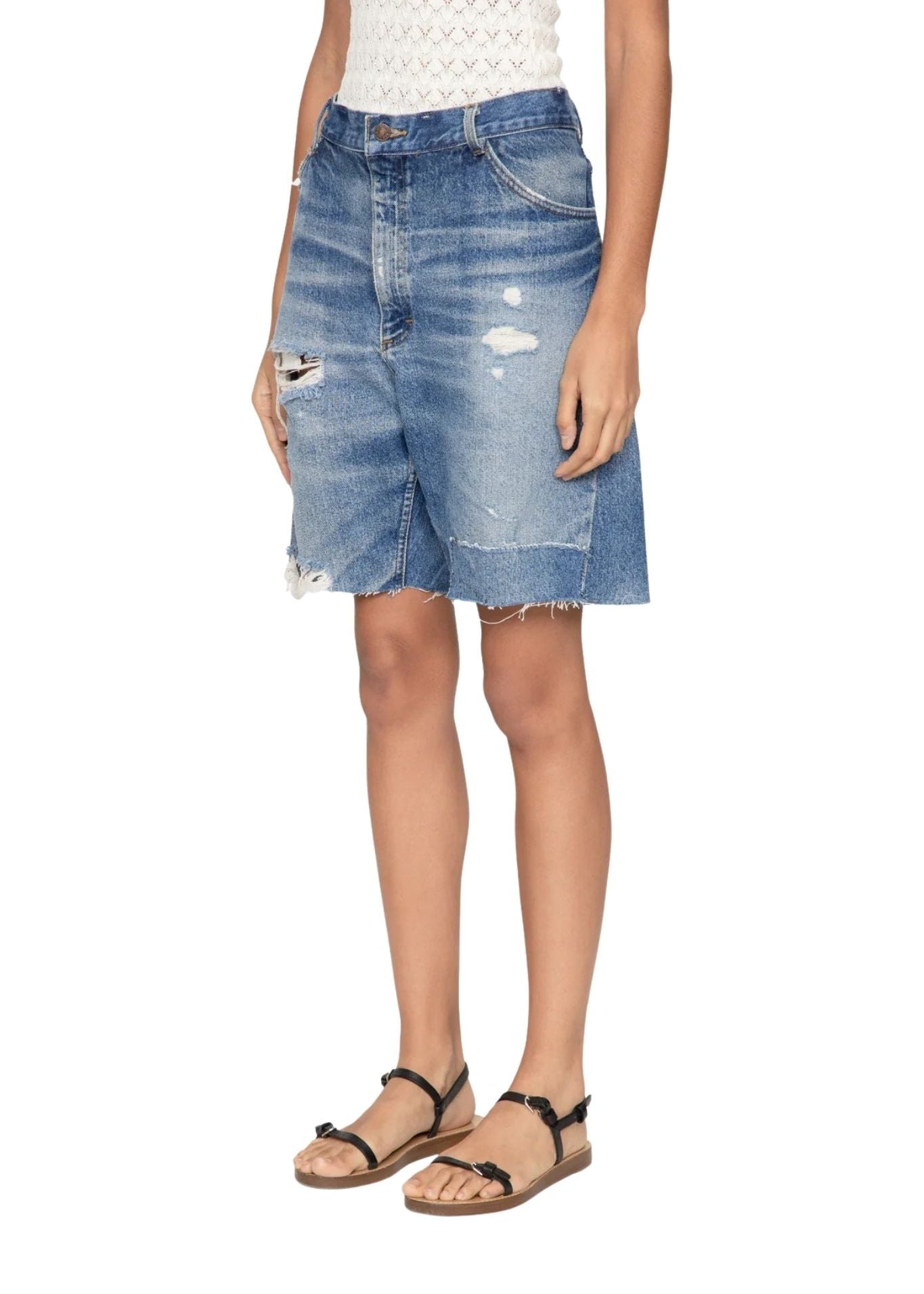 Sea Milene Denim Knee Shorts - Vermillion