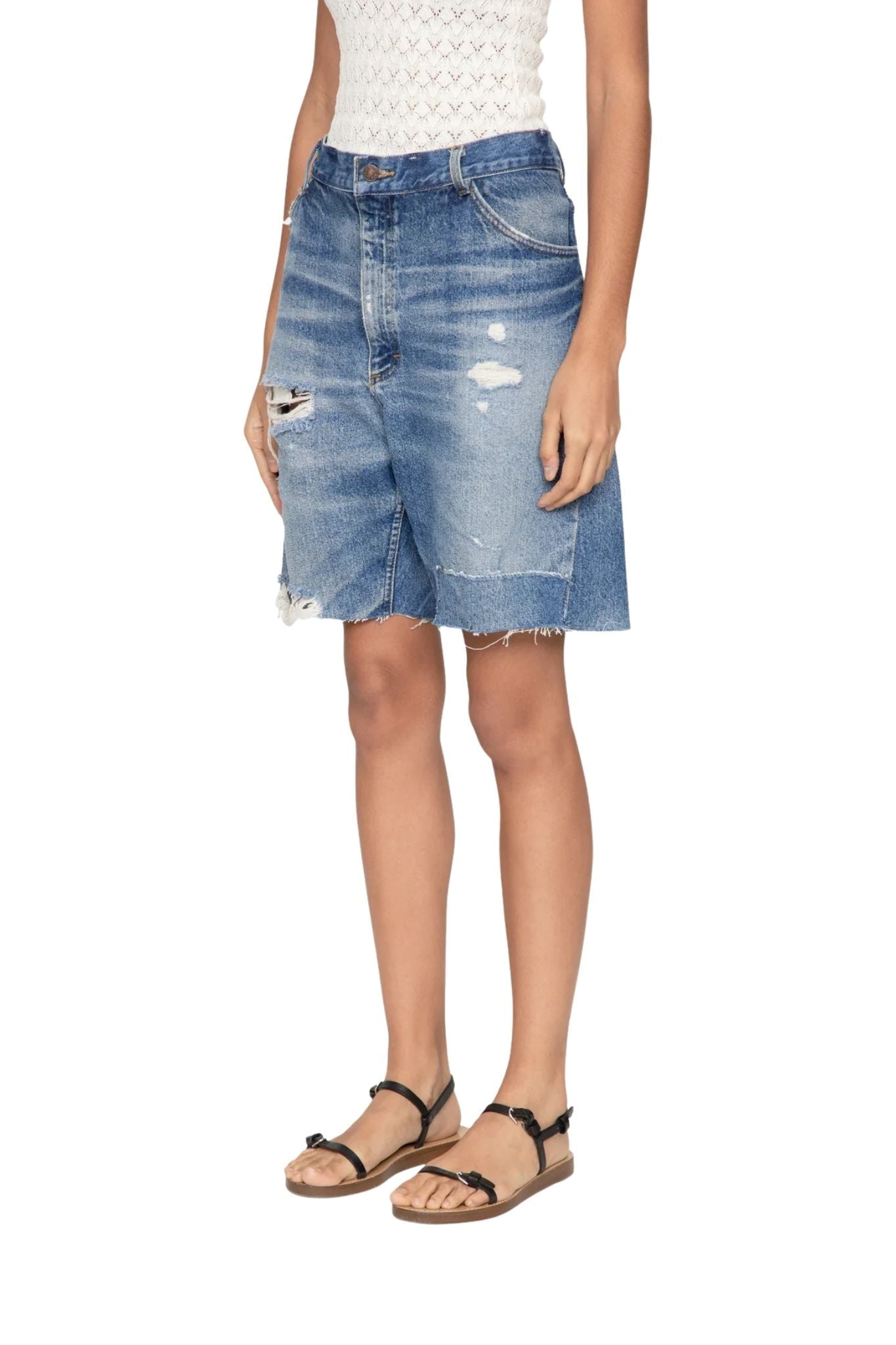 Sea Milene Denim Knee Shorts - Vermillion