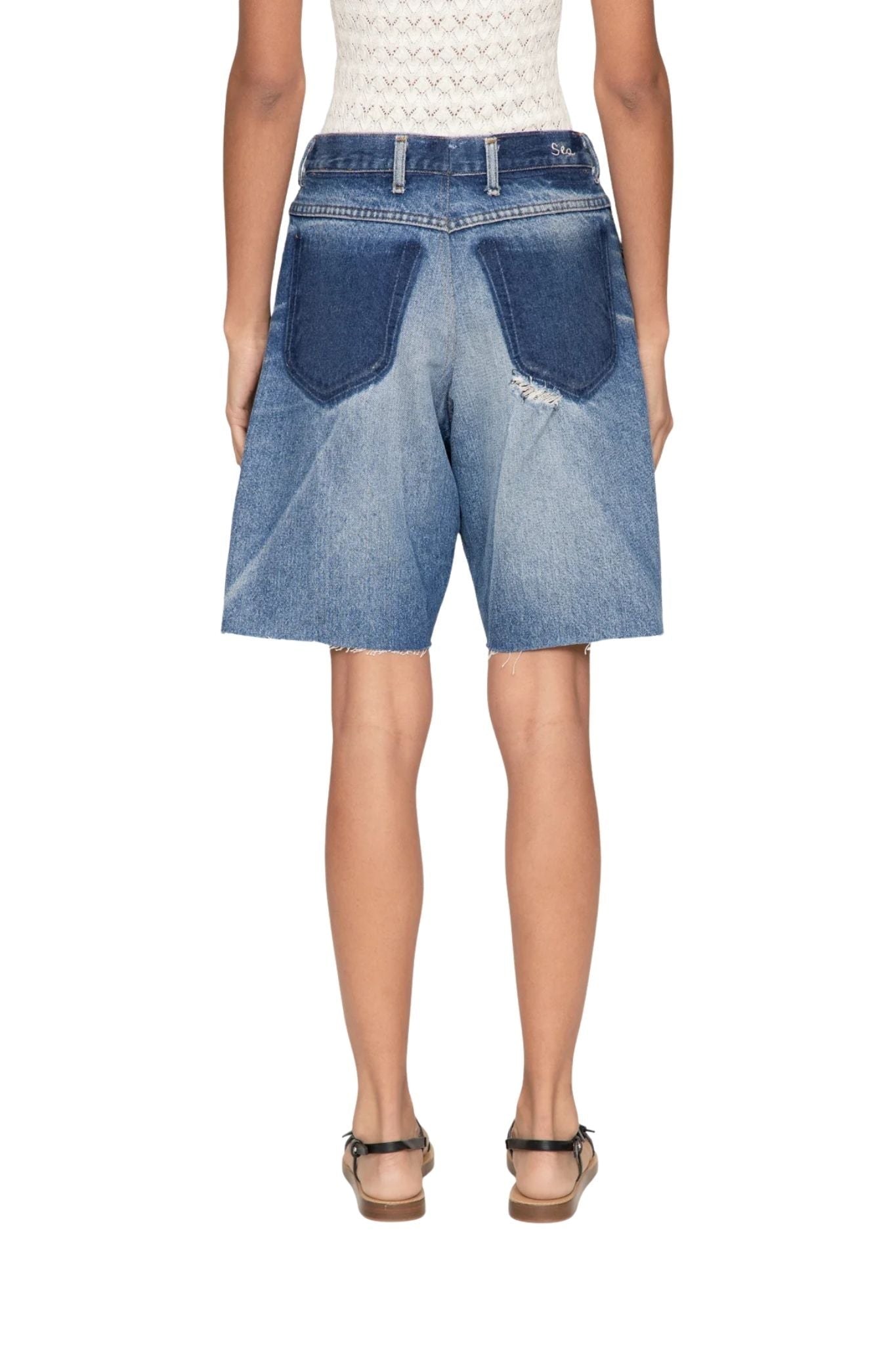 Sea Milene Denim Knee Shorts - Vermillion