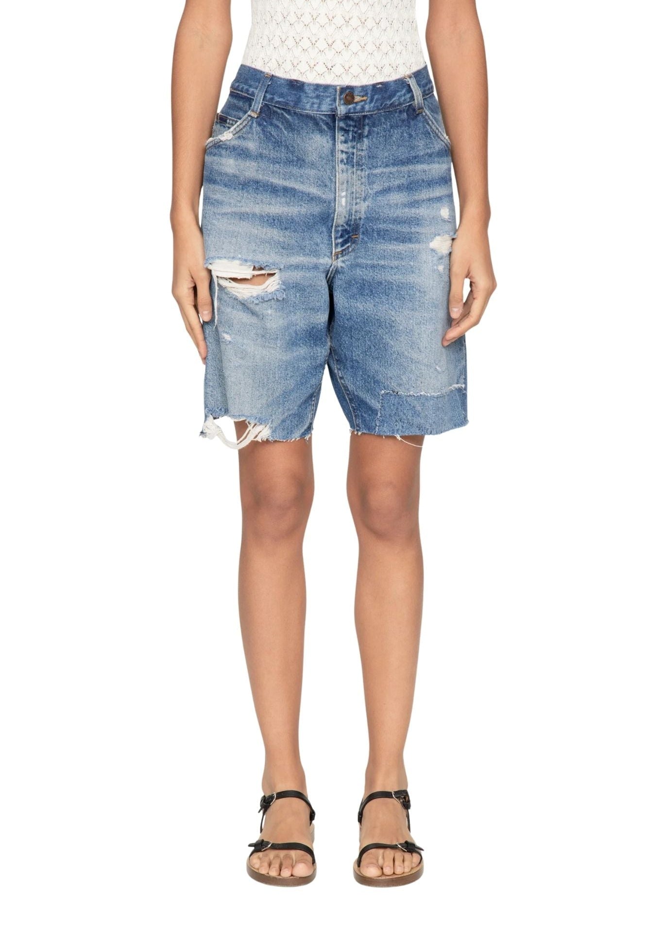 Sea Milene Denim Knee Shorts - Vermillion