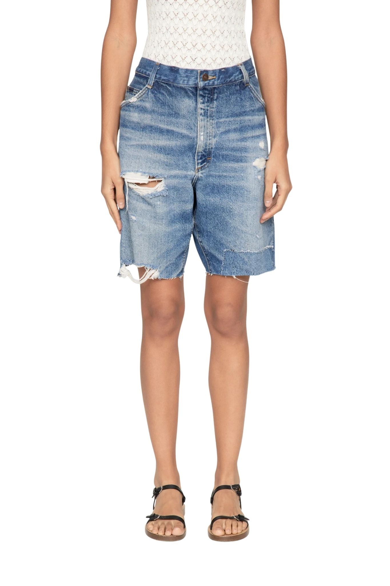 Sea Milene Denim Knee Shorts - Vermillion