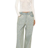 Sea Perlette Denim Pants - Vermillion