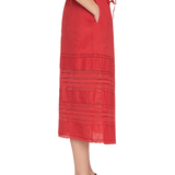Sea Pippa Solid Midi Skirt - Vermillion
