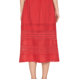 Sea Pippa Solid Midi Skirt - Vermillion