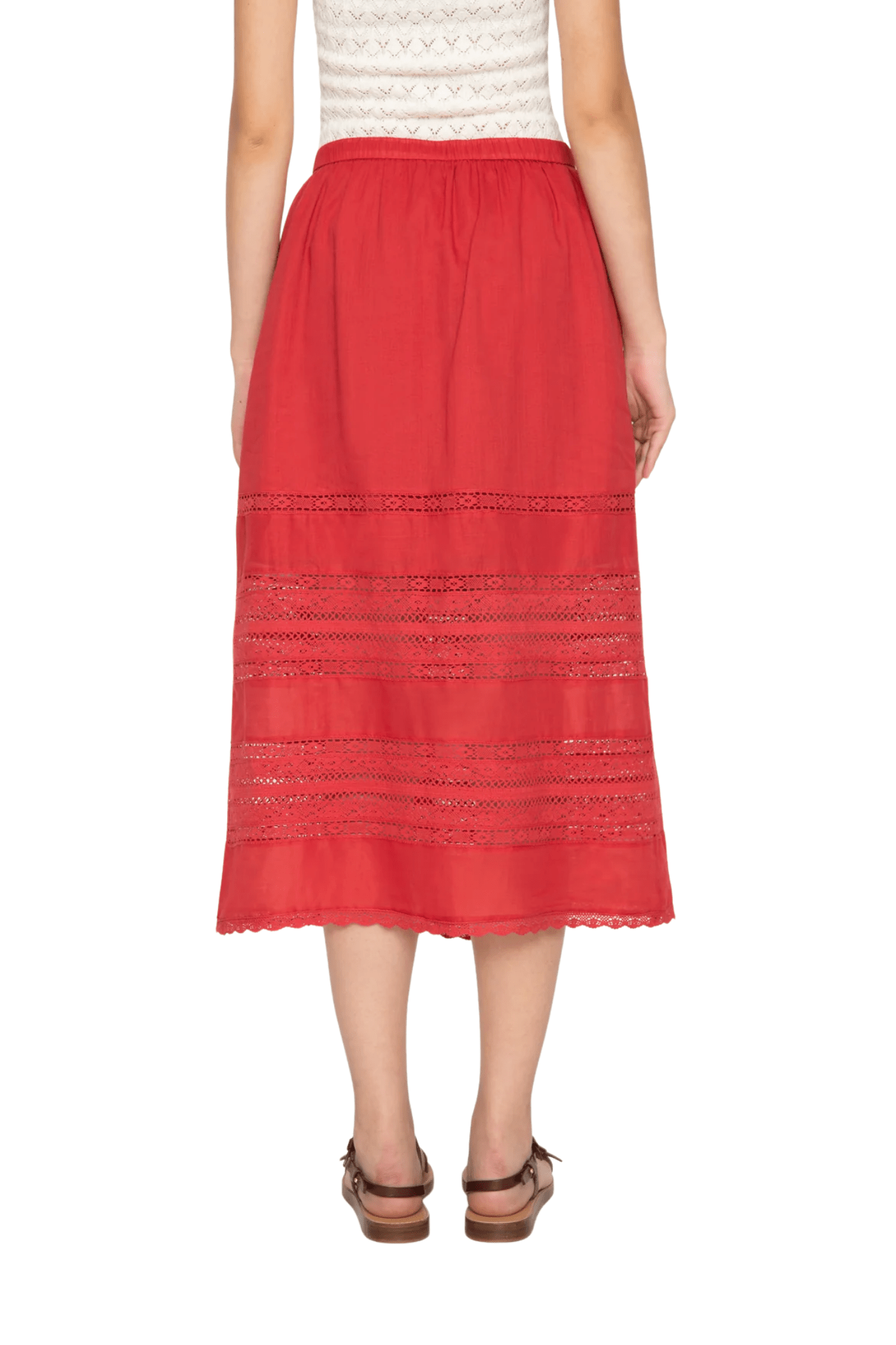 Sea Pippa Solid Midi Skirt - Vermillion