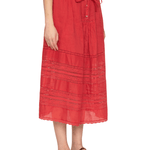 Sea Pippa Solid Midi Skirt - Vermillion