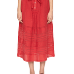 Sea Pippa Solid Midi Skirt - Vermillion