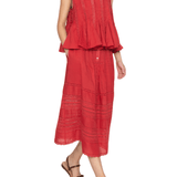 Sea Pippa Solid Midi Skirt - Vermillion