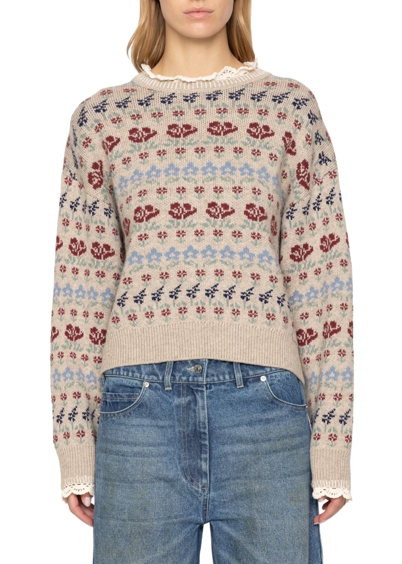 Sea Preston Knit Crew Neck Sweater - Vermillion
