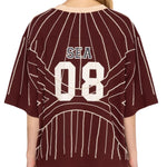 Sea Quinn Embroidered Beaded Tee Shirt - Vermillion