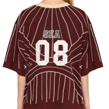 Sea Quinn Embroidered Beaded Tee Shirt - Vermillion