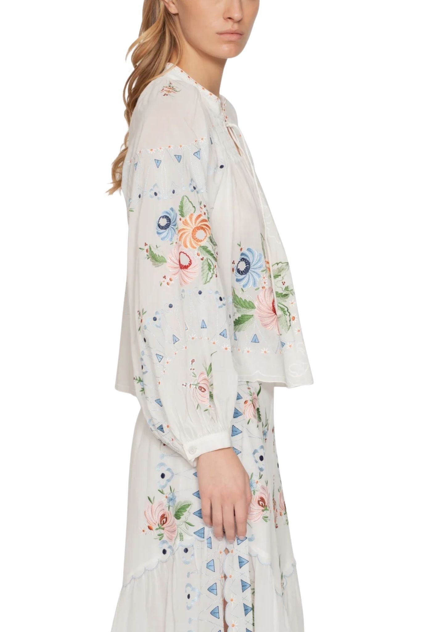 Sea Serafina Embroidery Longsleeve Blouse - Vermillion