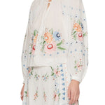 Sea Serafina Embroidery Longsleeve Blouse - Vermillion